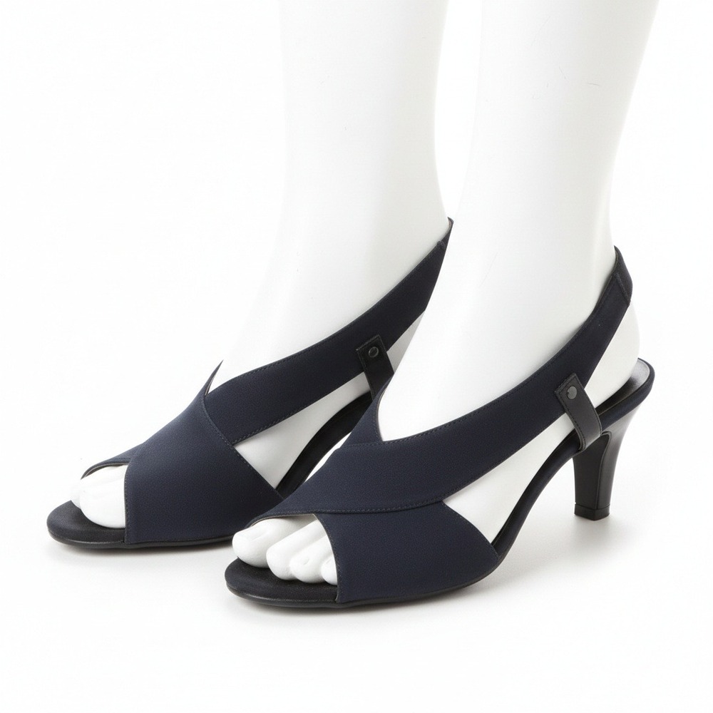 A2 Aerosoles Black Strappy Heels Open Toe Slingback Pump Size 11 Stretch Comfort